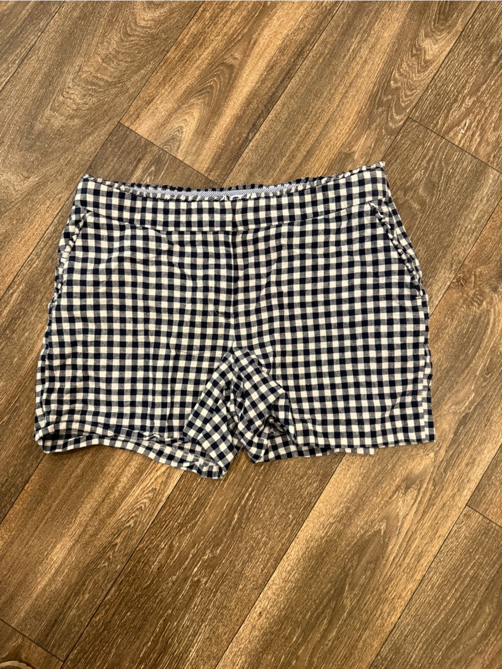 crown & ivy Navy and White Gingham Shorts